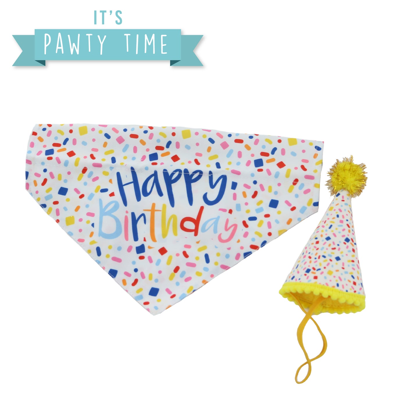 Pawty Sprinkle Hat with Bandana Set M/L