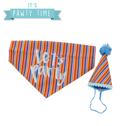 Pawty Stripe Hat with Bandana Set M/L