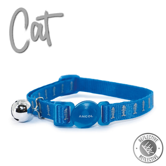 Reflective Fish Blue Cat Collar - SuperBarket