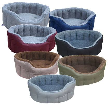 P&L Premium Oval Drop Fronted Bolster Style Heavy Duty Fleece Lined Softee Bed